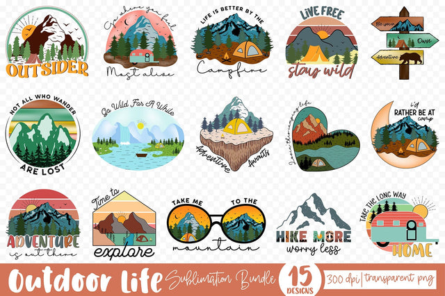 Outdoor Life PNG Sublimation Bundle Sublimation CraftLabSVG 