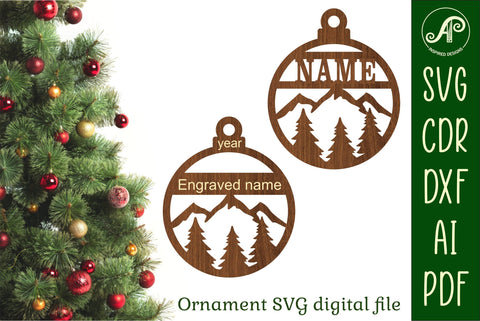 Outdoors Christmas Ornament SVG laser cut SVG APInspireddesigns 