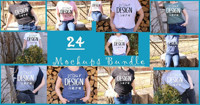 Outdoors Photo Mockups Bundle, Woman Model T-shirt Design, Outside Design, Real T-shirts Mockups Bundle,Model Mockups Bundle, Mock Ups Mock Up Photo ArtStudio 