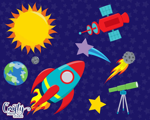 Outer Space Svg - Alien - Planets - Space Clipart - Kawaii Clip Art SVG Crafty Mama Studios 