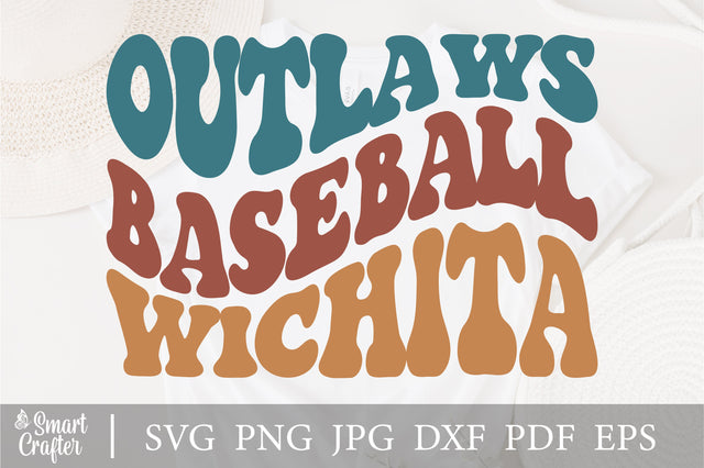 Outlaws baseball wichita svg wavy style svg, EPS PNG Cricut Instant Download SVG Fauz 