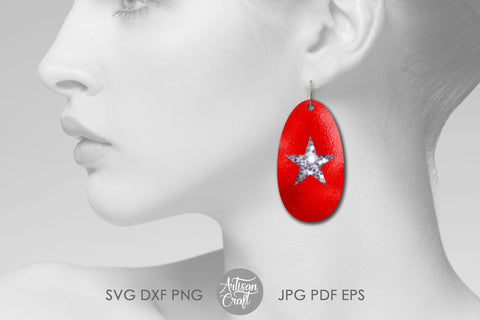 Oval earring SVG with stars SVG Artisan Craft SVG 