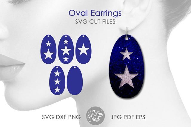 Oval earring SVG with stars SVG Artisan Craft SVG 