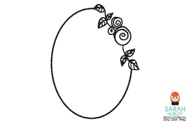 Oval Floral Frame SVG Sarah Hurley 