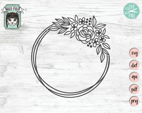 Oval Flower Monogram Wreath Frame SVG Cut File SVG Wild Pilot 