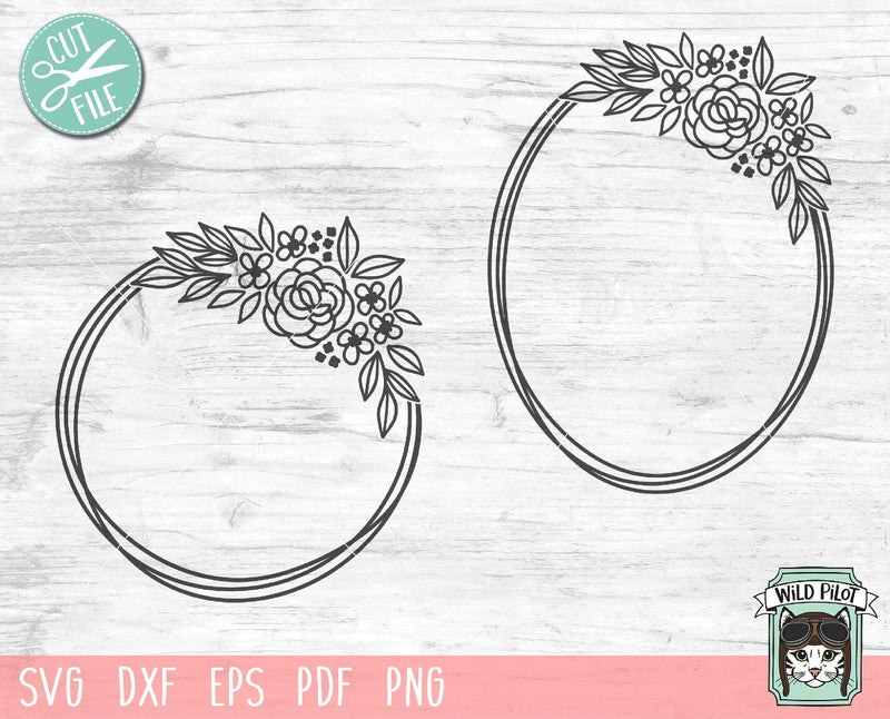Oval Flower Monogram Wreath Frame SVG Cut File SVG Wild Pilot 