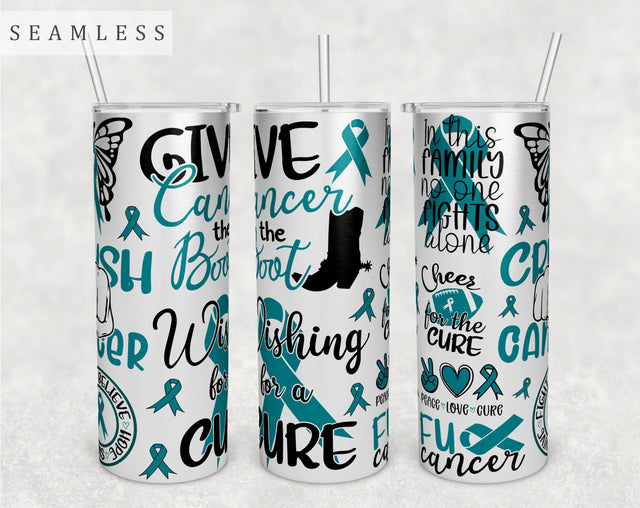 Ovarian Cancer Awareness Tumbler Wrap, 20 Oz Skinny Tumbler Ovarian Cancer Sublimation Design, Seamless Ovarian Cancer Tumbler PNG Sublimation HappyDesignStudio 