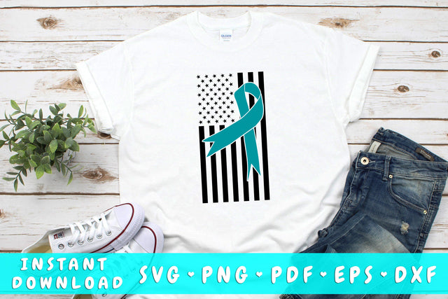 Ovarian Cancer Ribbon American Flag SVG SVG HappyDesignStudio 