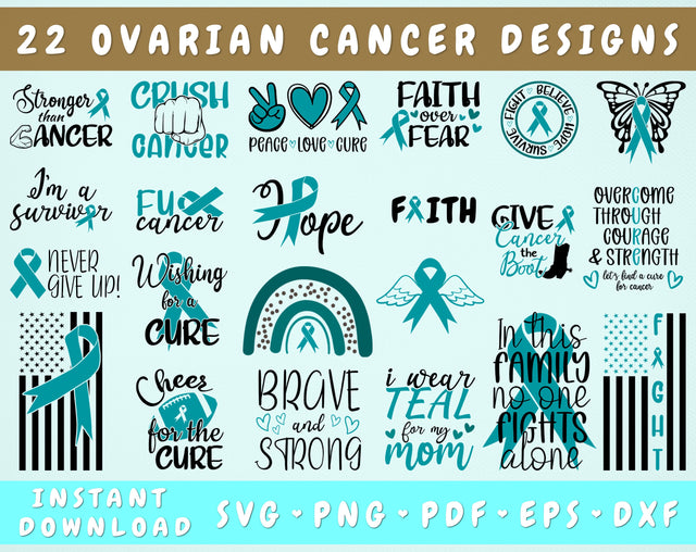 Ovarian Cancer SVG Bundle - 22 Designs, Ovarian Cancer Awareness SVG SVG HappyDesignStudio 