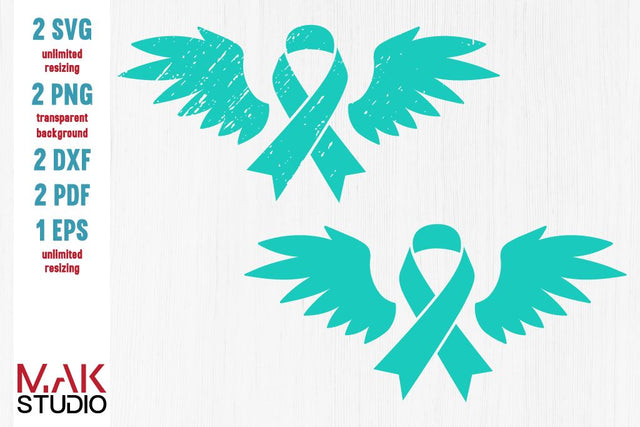 Ovarian cancer svg, Ovarian cancer awareness svg, Distressed ovarian cancer svg, Ovarian cancer dxf, Awareness ribbon svg, Cancer ribbon cut files SVG MAKStudion 
