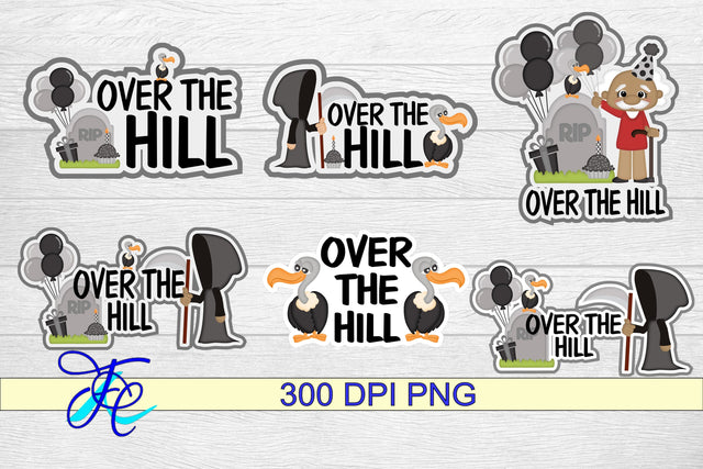 Over The Hill Man Stickers aa SVG Family Creations 