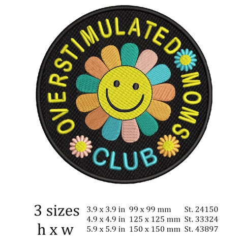 Overstimulated Moms Club embroidery design, Cute Retro embroidery for Moms, Mothers Day embroidery design Embroidery/Applique DESIGNS ArtEMByNatalia 