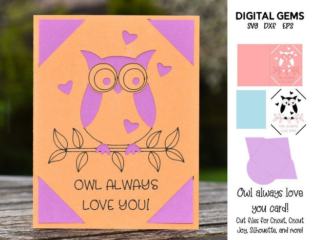 Owl always love you card design. SVG Digital Gems 
