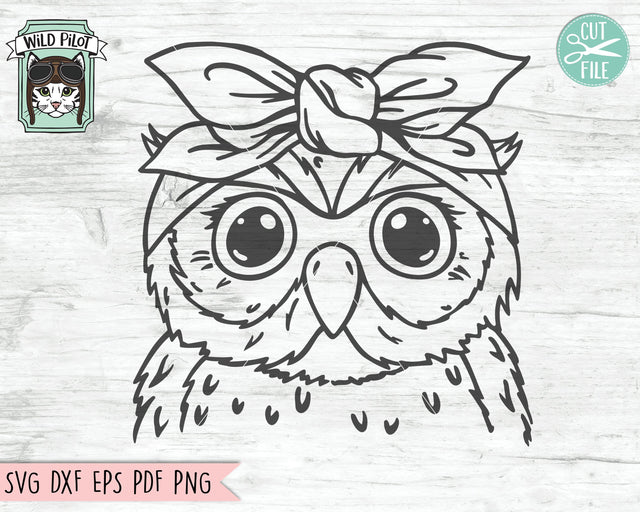 Owl Bandana SVG, Owl SVG file, Owl cut file, Owl with Bandana, Bandana Owl svg, Animal Face, Owl with Scarf, Owl Head Scarf, Bird svg SVG Wild Pilot 