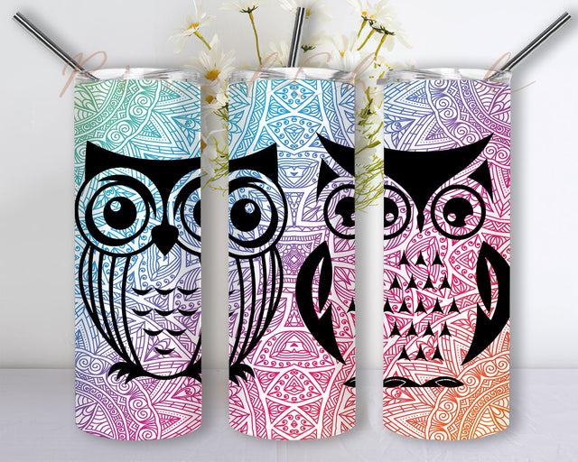 Owl Bohemian Pattern Owl Lover Clever Intelligence Owl Gift For Owl Lover Sublimation Designs Downloads, Skinny Tumbler 20oz Design Download PNG Sublimation PixelChick 