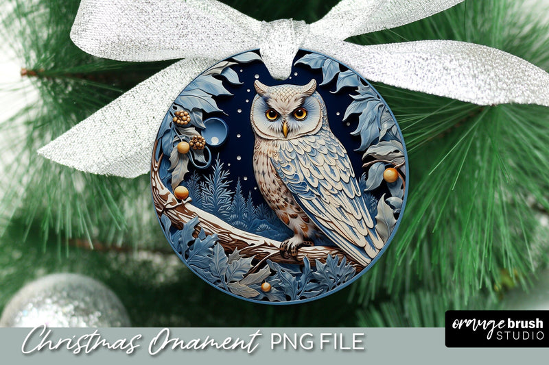 Owl Christmas Ornament Design, 3D Sublimation Sublimation OrangeBrushStudio 