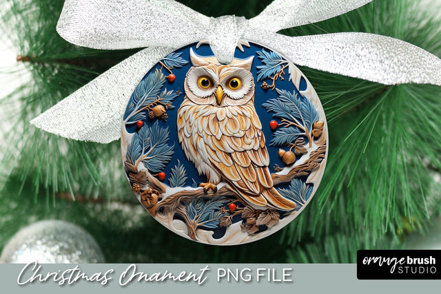 Owl Christmas Ornament Design, 3D Sublimation Sublimation OrangeBrushStudio 