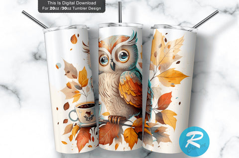 Owl Cup Floral 20 oz / 30 oz Tumbler PNG Sublimation Regulrcrative 