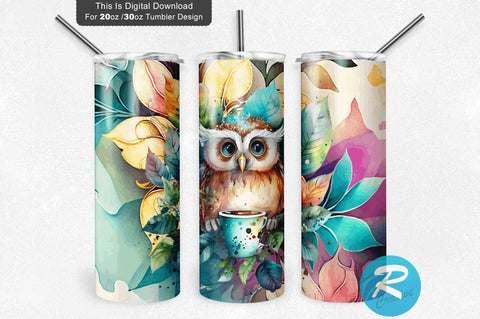 Owl Floral 20 oz / 30 oz Tumbler PNG Sublimation Regulrcrative 