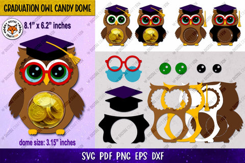 Owl Graduation Candy Dome, Graduation Candy Dome SVG 3D Paper Digital Craftyfox 