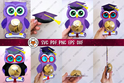 Owl Graduation Candy Dome, Graduation Candy Dome SVG 3D Paper Digital Craftyfox 