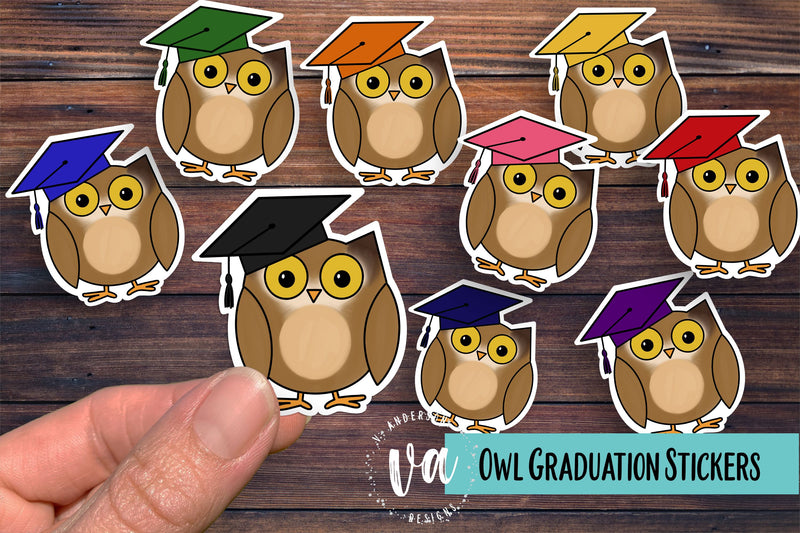 Owl Graduation Cap Sticker Pack PNGs SVG V. Anderson Designs 