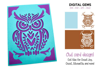Owl insert card SVG Digital Gems 