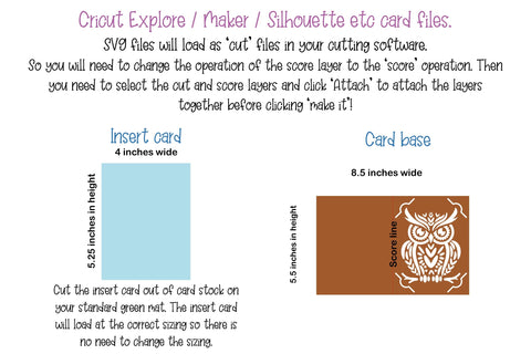 Owl insert card SVG Digital Gems 