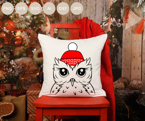 Owl Knitting Hat Svg file, Owl Svg, Christmas Svg, Owl Cut file, Cute Owl, Christmas Animal Svg Shirts, Png Sublimation, Bird Svg Designs SVG BogeliaVector 