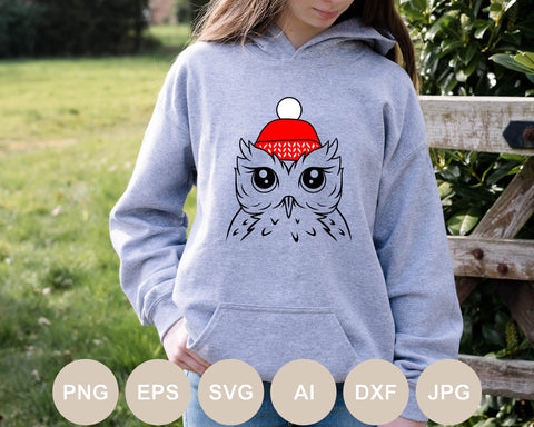 Owl Knitting Hat Svg file, Owl Svg, Christmas Svg, Owl Cut file, Cute Owl, Christmas Animal Svg Shirts, Png Sublimation, Bird Svg Designs SVG BogeliaVector 