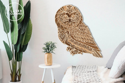 OWL Laser Cut File, Multilayer Wall Decoration - So Fontsy