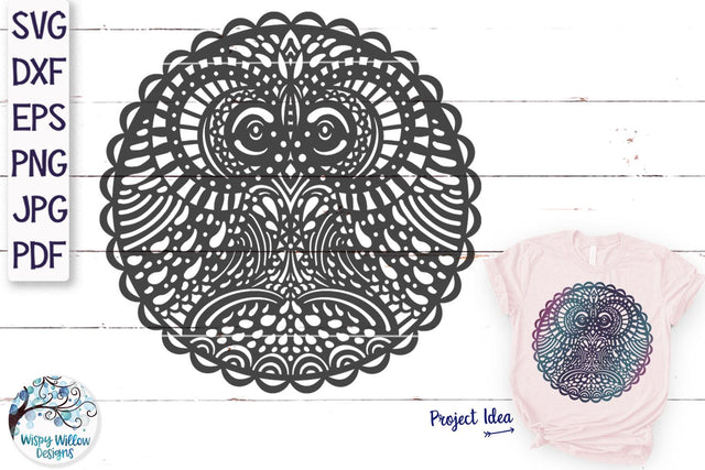 Owl Mandala SVG SVG Wispy Willow Designs 