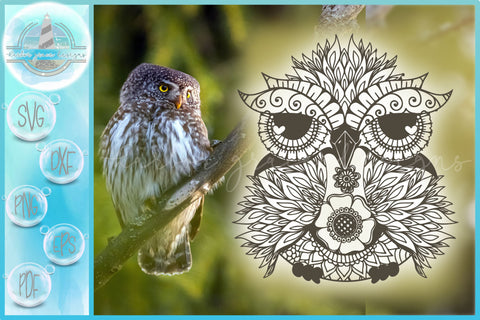 Owl Mandala Zentangle SVG SVG Harbor Grace Designs 