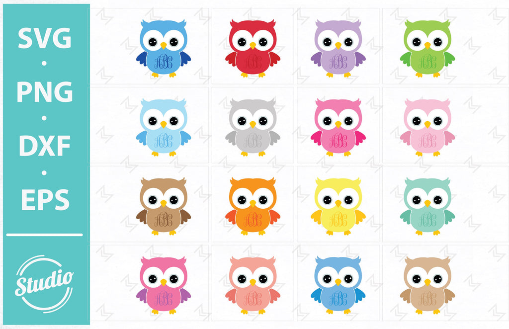 Owl monogram Svg, Owl Svg File, Owl Face Svg, Png, Dxf, Eps. - So Fontsy