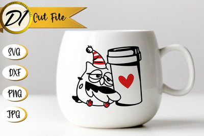 Owl Mug SVG Design. Cute Loving Coffee Owl Print File. SVG Evgenyia Guschina 