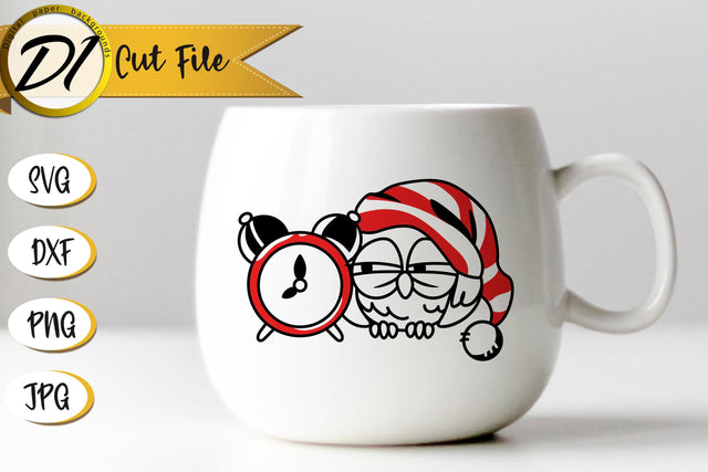 Owl Mug SVG Design. Cute Sleeping Owl SVG Evgenyia Guschina 