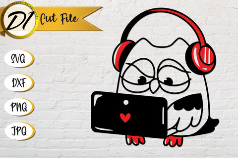 Owl Mug SVG Design. Fancy Gamer Owl Print File. SVG Evgenyia Guschina 