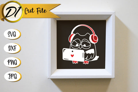 Owl Mug SVG Design. Fancy Gamer Owl Print File. SVG Evgenyia Guschina 