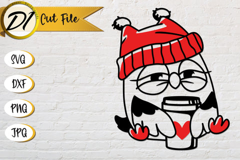 Owl Mug SVG Design. Owl Hugging Coffee ClipArt. SVG Evgenyia Guschina 