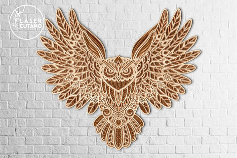 OWL Multilayer Cut Files for Laser Cut Wood or Paper Cut, SVG, 3D Designs SVG LaserCutano 