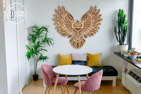 OWL Multilayer Cut Files for Laser Cut Wood or Paper Cut, SVG, 3D Designs SVG LaserCutano 