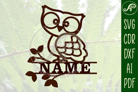 Owl Name sign svg laser cut template SVG APInspireddesigns 