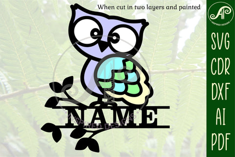 Owl Name sign svg laser cut template SVG APInspireddesigns 