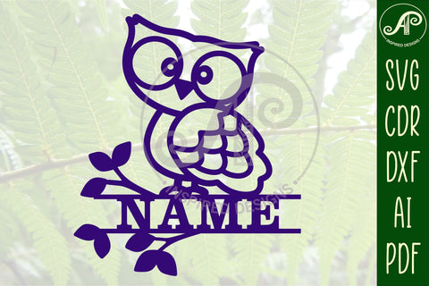 Owl Name sign svg laser cut template SVG APInspireddesigns 