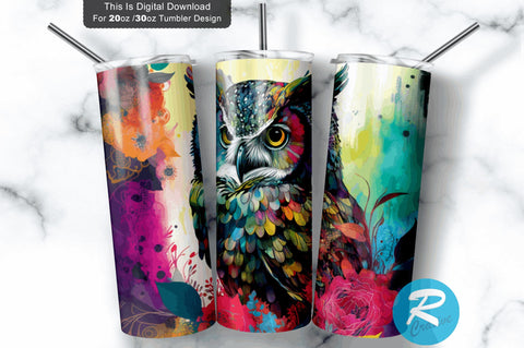Owl Neon 20 oz / 30 oz Tumbler PNG Sublimation Regulrcrative 