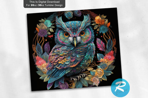 Owl Neon floral 20 oz / 30 oz Tumbler PNG Sublimation Regulrcrative 