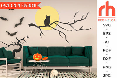 Owl on a Branch SVG - Wall Decor Cut File SVG RedHelgaArt 