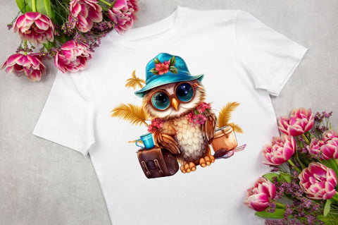 Owl on Vacation Sublimation Clipart Sublimation Regulrcrative 