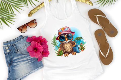 Owl on Vacation Sublimation Clipart Sublimation Regulrcrative 
