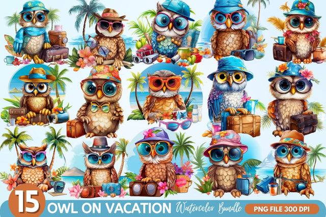 Owl on Vacation Sublimation Clipart Sublimation Regulrcrative 
